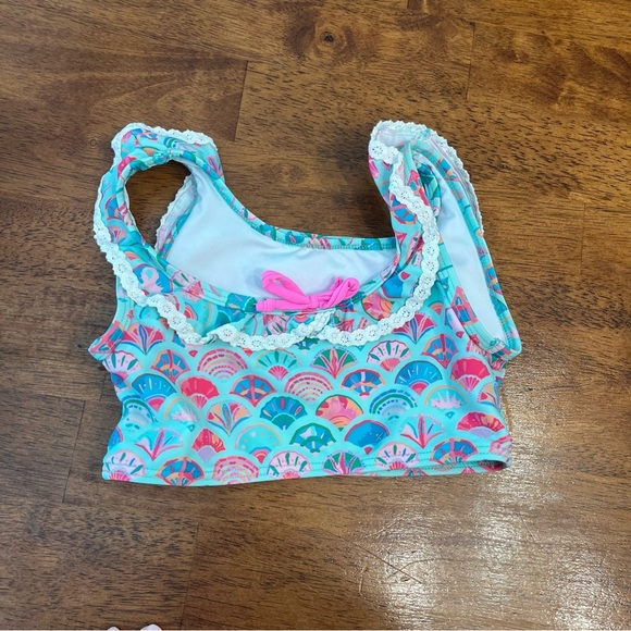 SweetHoney Floral Scallop swim top blue pink multi color size 5 - Picture 2 of 4